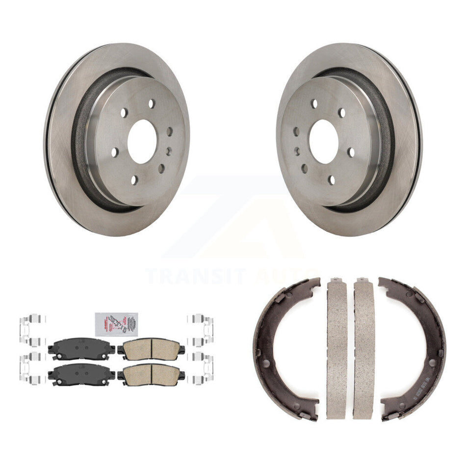 Rear Disc Rotors Ceramic Pads And Parking Brake Shoes Kit For Cadillac XTS K8A-108047
