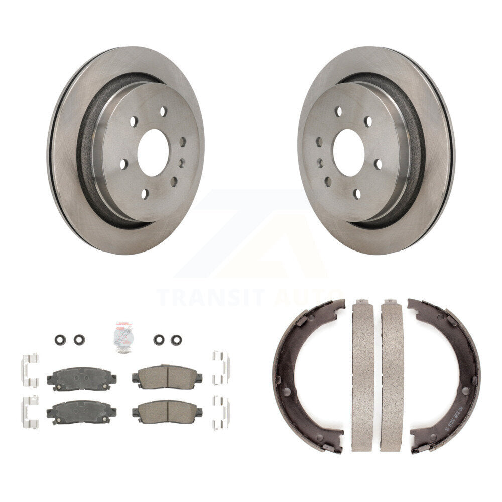 Rear Disc Rotors Ceramic Pads And Parking Brake Shoes Kit For Cadillac XTS K8A-108048