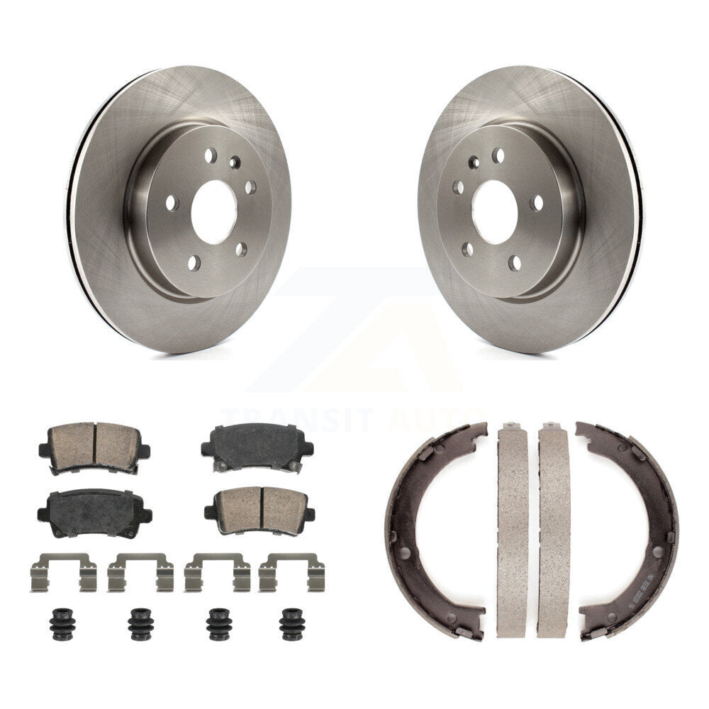 Rear Disc Rotors Ceramic Pads And Parking Brake Shoes Kit For Cadillac XTS K8A-108049