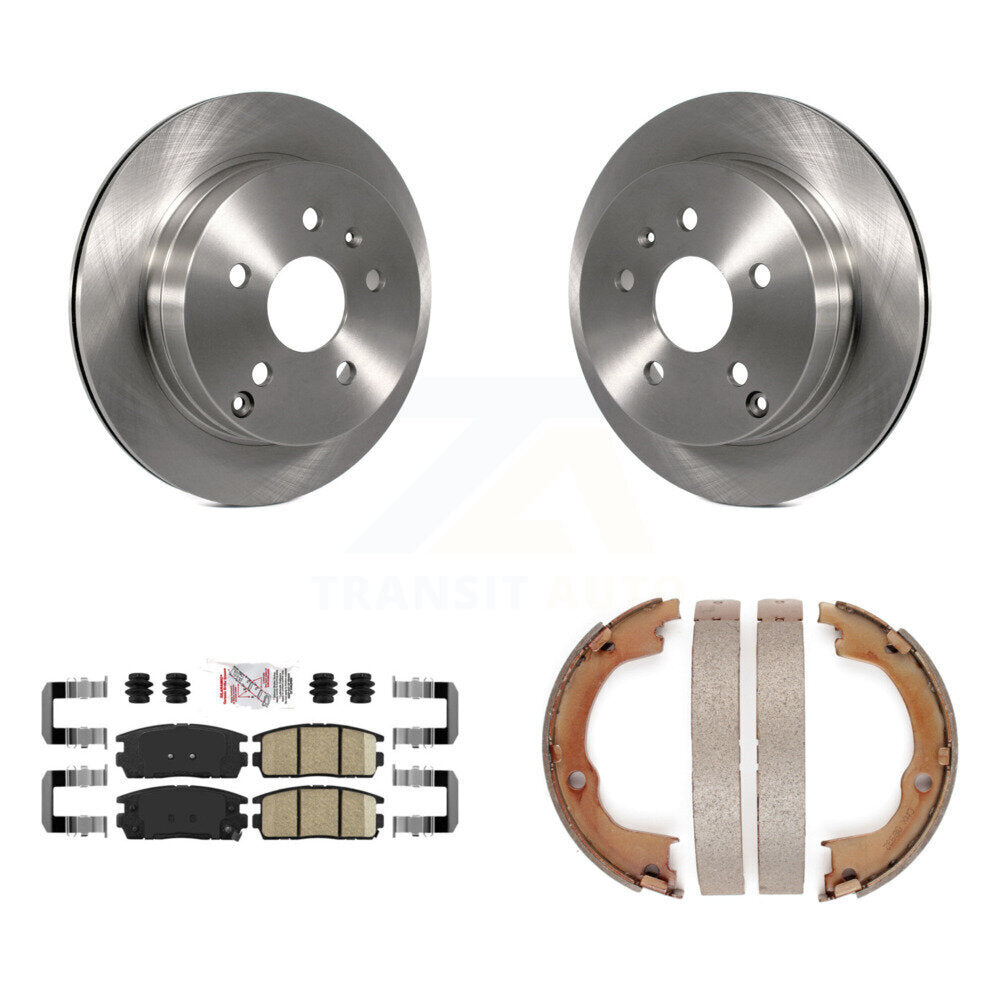 Rear Disc Rotors Ceramic Pads & Parking Brake Shoes Kit For Chevrolet Equinox GMC Terrain K8A-108052