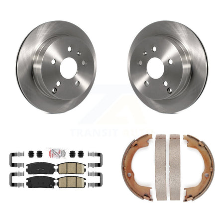 Rear Disc Rotors Ceramic Pads & Parking Brake Shoes Kit For Chevrolet Equinox GMC Terrain K8A-108052