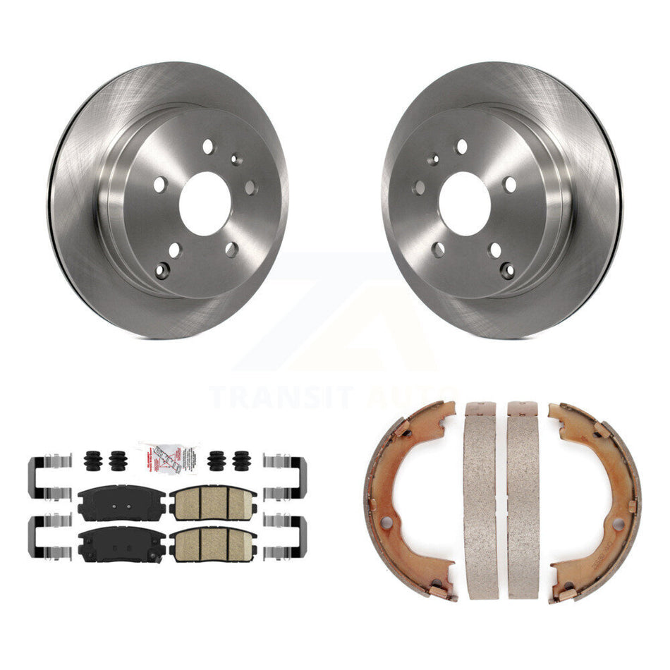 Rear Disc Rotors Ceramic Pads & Parking Brake Shoes Kit For Chevrolet Equinox GMC Terrain K8A-108052