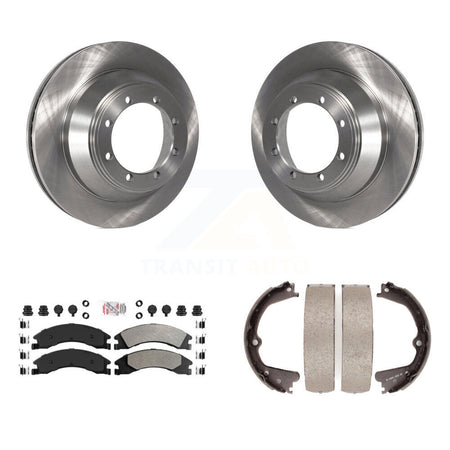 Rear Disc Rotors Semi-Metallic Pads And Parking Brake Shoes Kit For Ford E-450 Super Duty K8A-108060