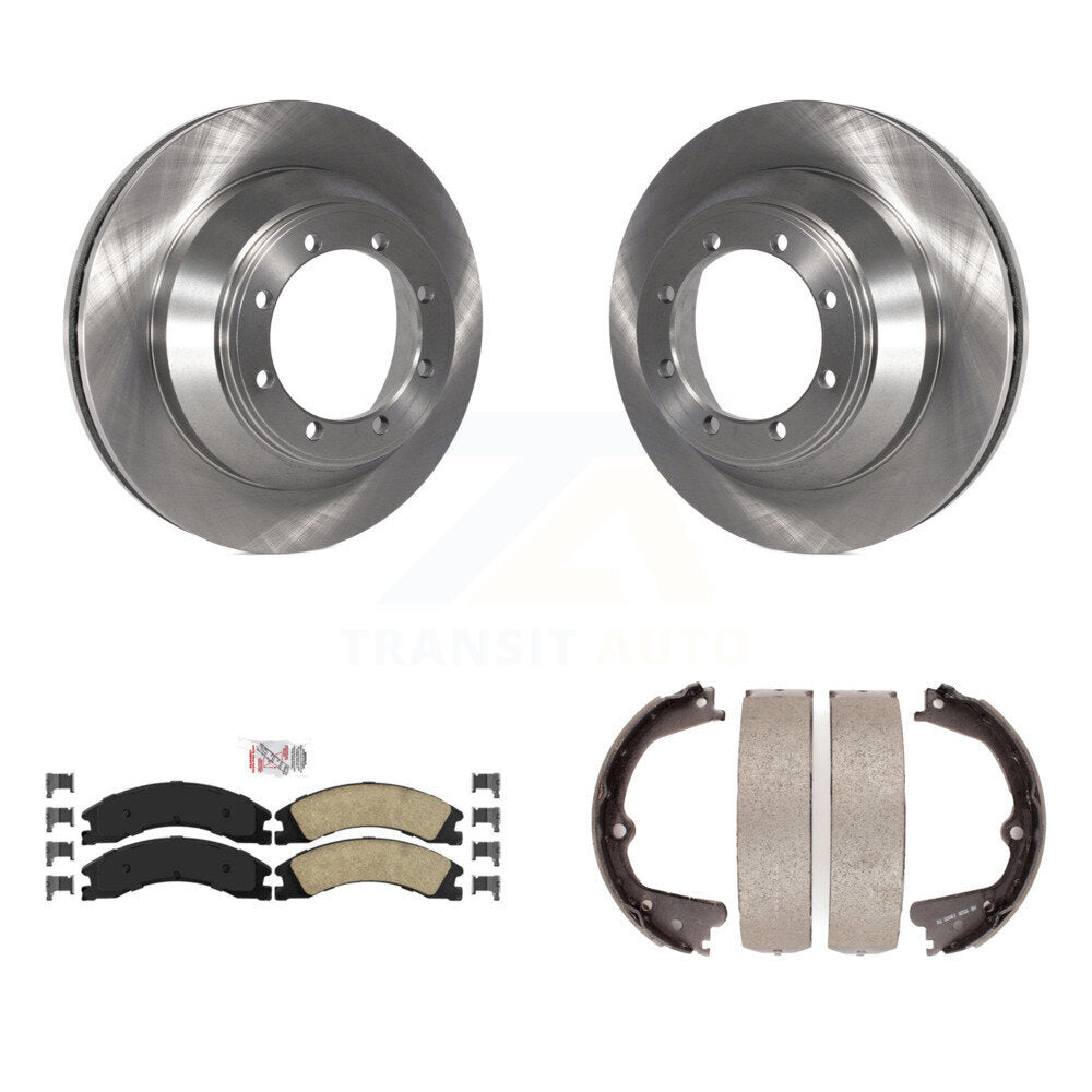 Rear Disc Rotors Ceramic Pads And Parking Brake Shoes Kit For Ford E-450 Super Duty K8A-108061