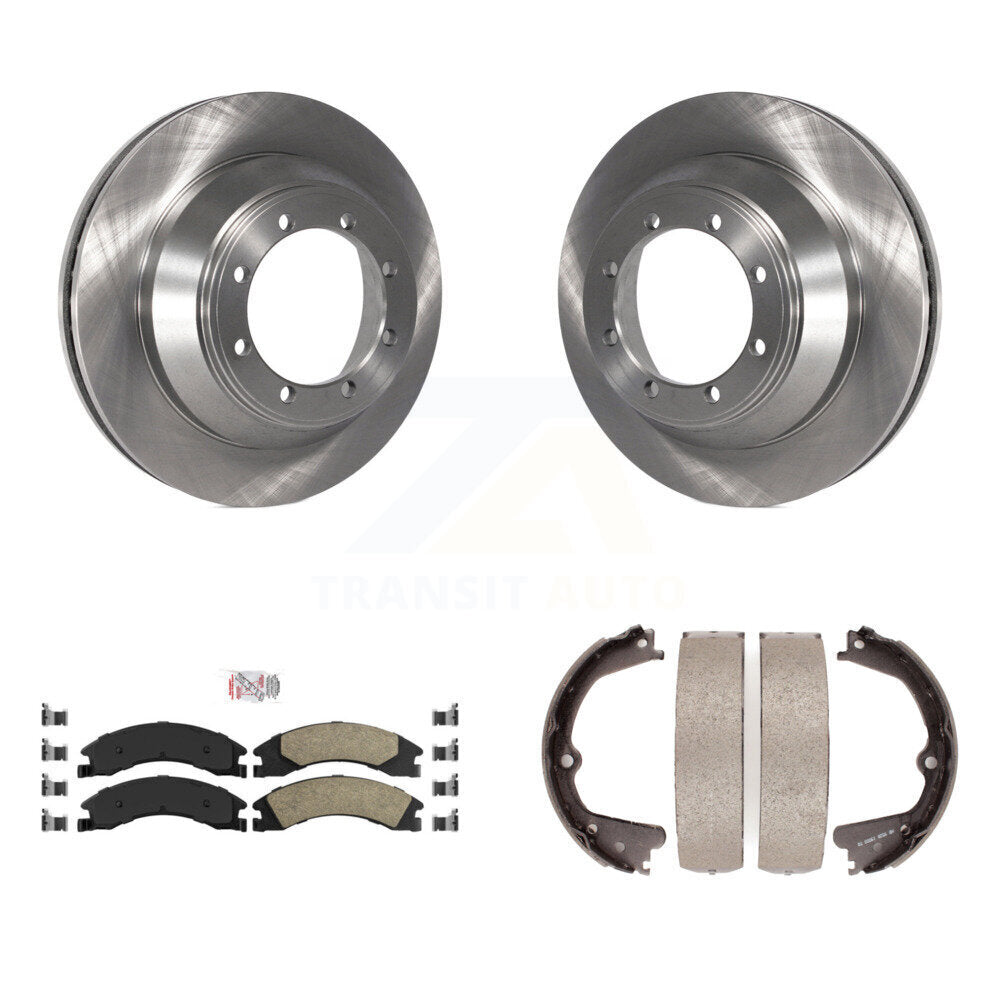 Rear Disc Rotors Ceramic Pads & Parking Shoes Kit For Ford E-450 Super Duty DIESEL engine K8A-108064