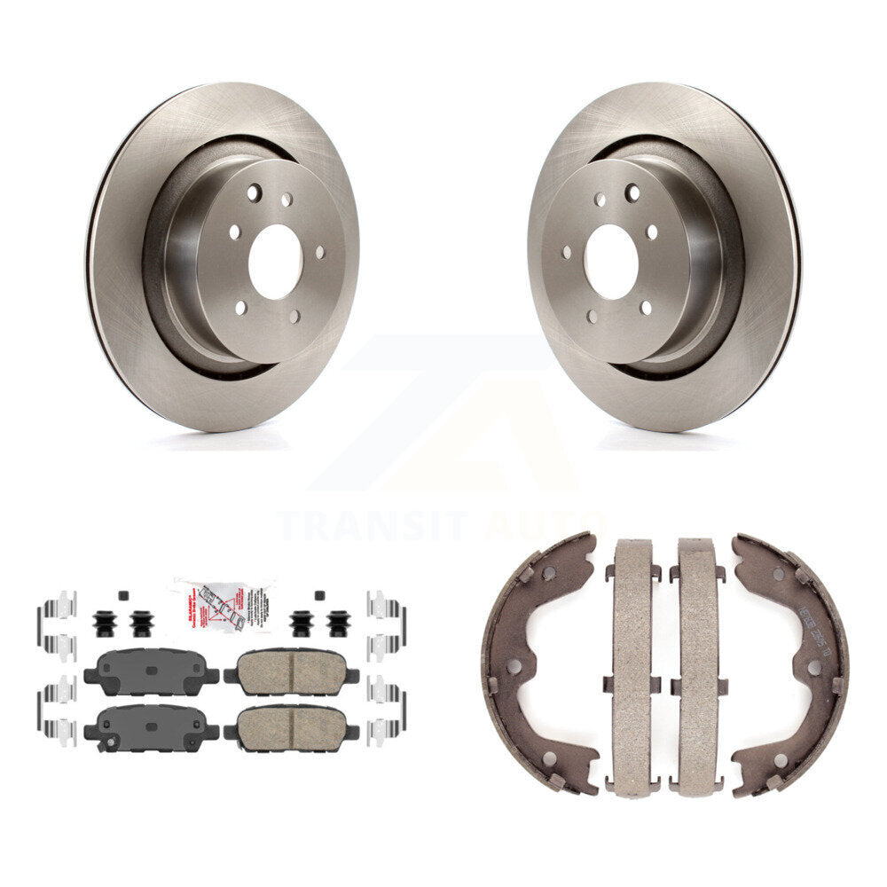 Rear Disc Rotors Ceramic Pads And Parking Brake Shoes Kit For INFINITI G37 G35 Q60 K8A-108067