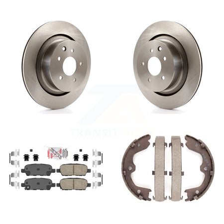Rear Disc Rotors Ceramic Pads And Parking Brake Shoes Kit For INFINITI G37 G35 Q60 K8A-108067