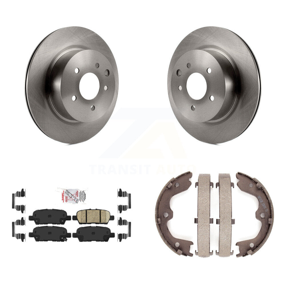 Rear Disc Rotors Ceramic Pads Parking Shoes Kit For INFINITI Nissan Maxima G37 QX50 EX35 K8A-108069