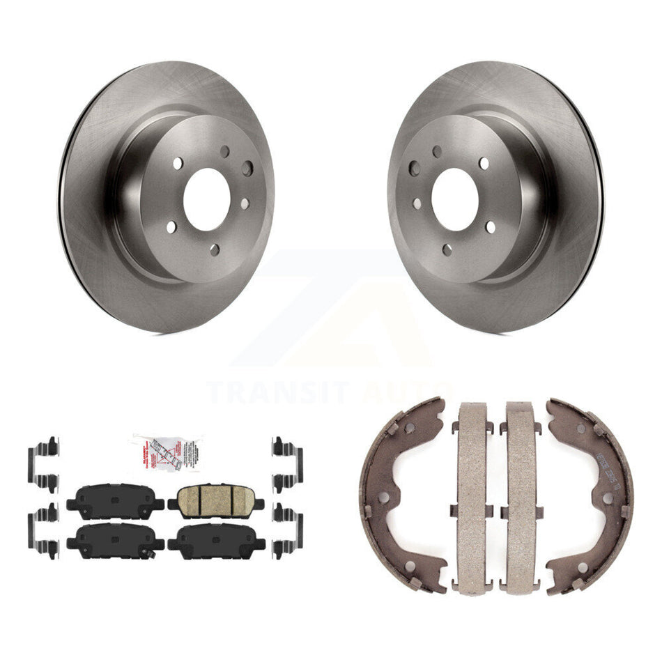 Rear Disc Rotors Ceramic Pads Parking Shoes Kit For INFINITI Nissan Maxima G37 QX50 EX35 K8A-108069