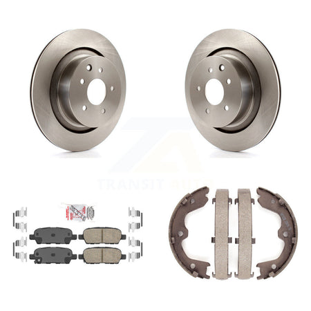 Rear Disc Rotors Ceramic Pads And Parking Brake Shoes Kit For INFINITI G37 G35 Q60 K8A-108071