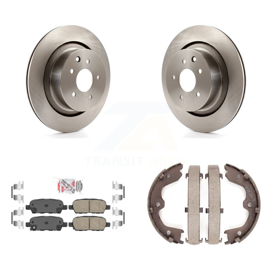 Rear Disc Rotors Ceramic Pads And Parking Brake Shoes Kit For INFINITI G37 G35 Q60 K8A-108071