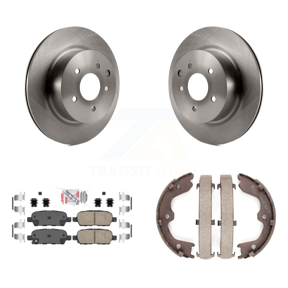 Rear Disc Rotors Ceramic Pads And Parking Brake Shoes Kit For INFINITI EX35 M35 M45 K8A-108081