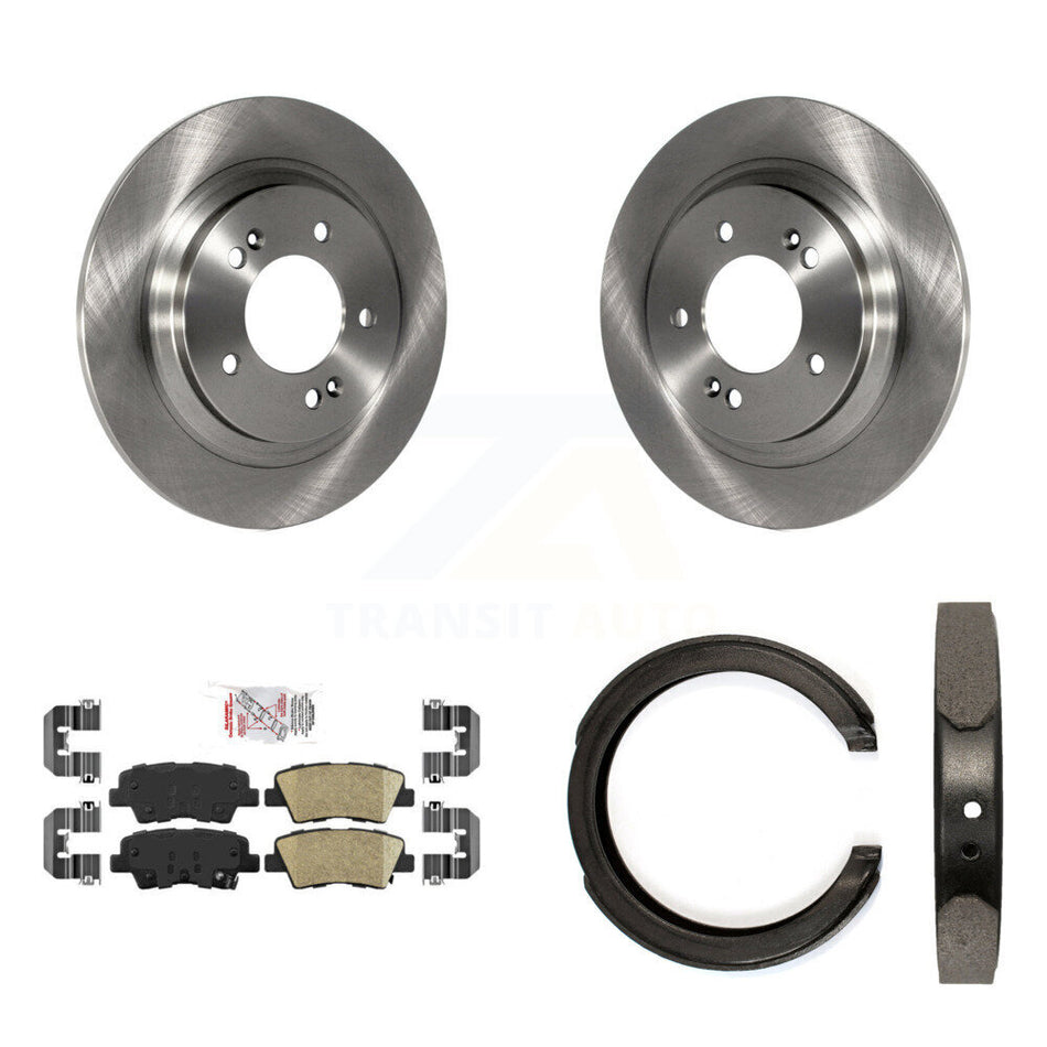Rear Disc Rotors Ceramic Pads And Parking Brake Shoes Kit For Kia Optima K8A-108085