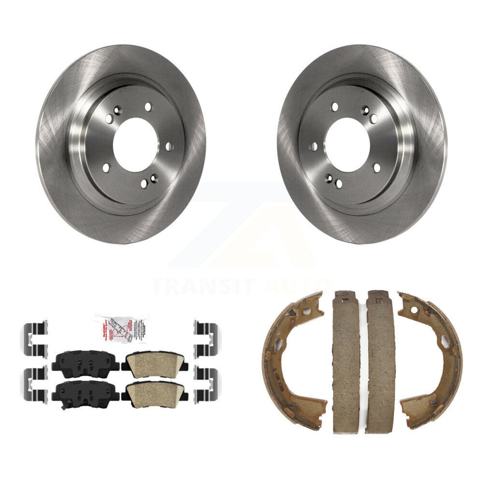 Rear Disc Rotors Ceramic Pads And Parking Brake Shoes Kit For Kia Optima K8A-108088