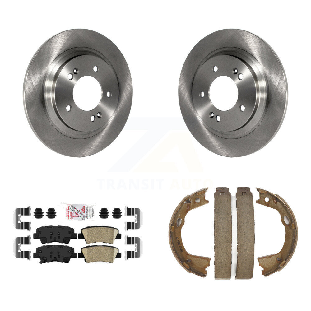 Rear Disc Rotors Ceramic Pads And Parking Brake Shoes Kit For Kia Optima K8A-108091