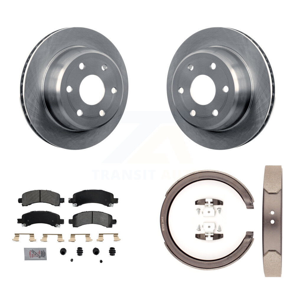 Rear Disc Rotors Semi-Metallic Pads Parking Shoes Kit For Chevrolet GMC Avalanche 1500 XL K8A-108094