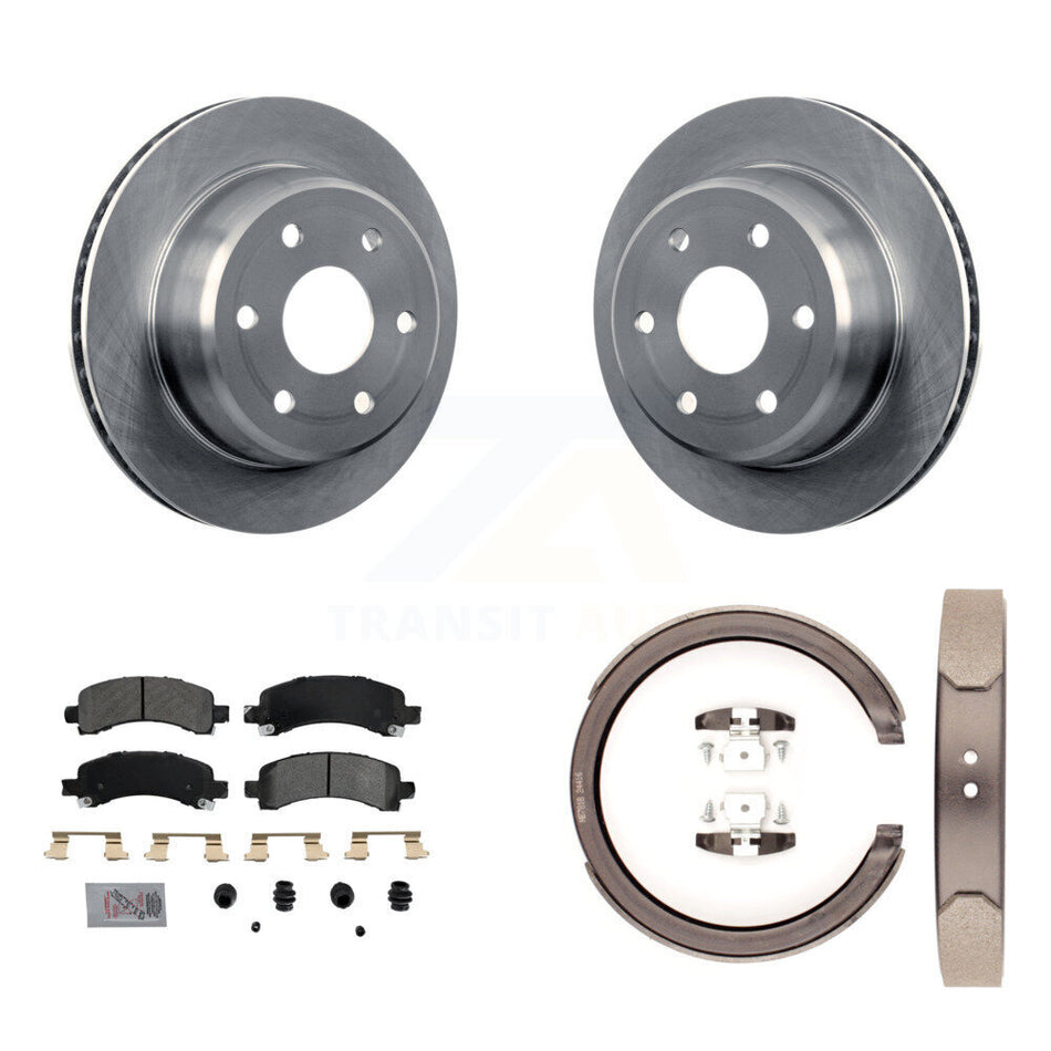 Rear Disc Rotors Semi-Metallic Pads Parking Shoes Kit For Chevrolet GMC Avalanche 1500 XL K8A-108094