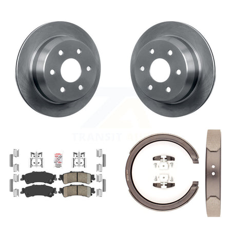 Rear Disc Rotors Ceramic Pads & Parking Shoes Kit For Chevrolet GMC Silverado 1500 Sierra K8A-108095