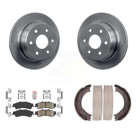 Rear Disc Rotors Ceramic Pads & Parking Shoes Kit For Chevrolet Silverado 1500 GMC Sierra K8A-108099