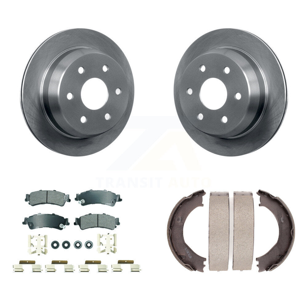 Rear Disc Rotors Semi-Metallic Pads & Parking Shoes Kit For Chevrolet Silverado 1500 GMC K8A-108100