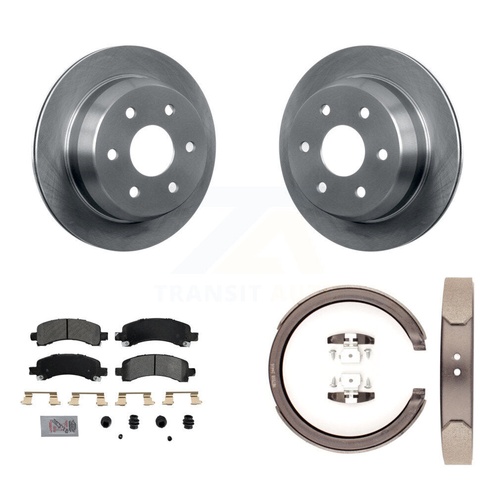 Rear Disc Rotors Semi-Metallic Pads & Parking Shoes Kit For 2002 Chevrolet Avalanche 1500 K8A-108103