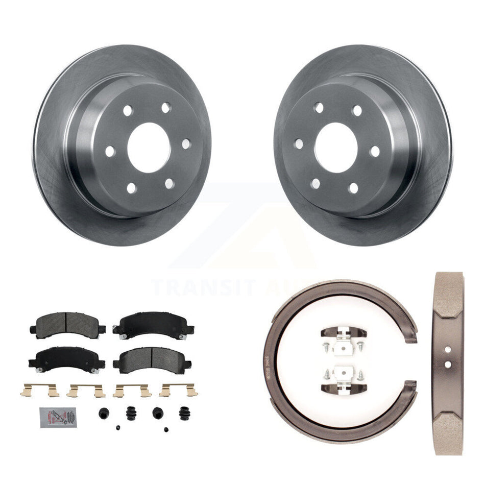 Rear Disc Rotors Semi-Metallic Pads & Parking Shoes Kit For 2002 Chevrolet Avalanche 1500 K8A-108103