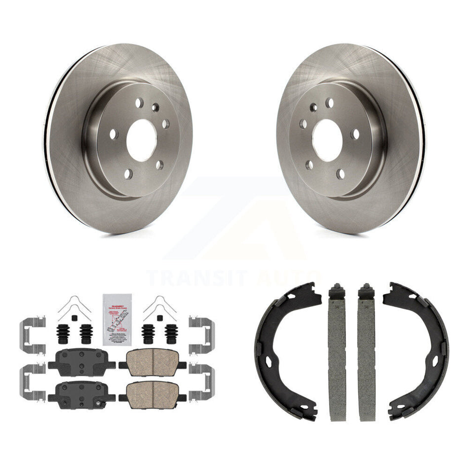 Rear Disc Rotors Ceramic Pads And Parking Brake Shoes Kit For Chevrolet Camaro K8A-108107