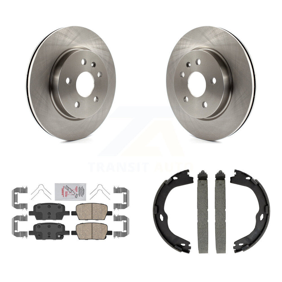 Rear Disc Rotors Ceramic Pads And Parking Brake Shoes Kit For Chevrolet Camaro K8A-108108