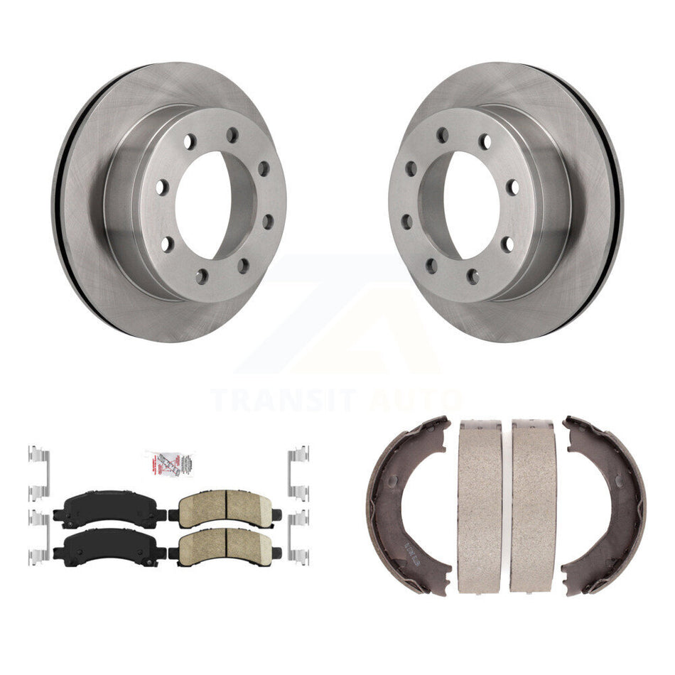 Rear Disc Rotors Ceramic Pads Parking Brake Shoes Kit For Chevrolet GMC Express 3500 2500 K8A-108112