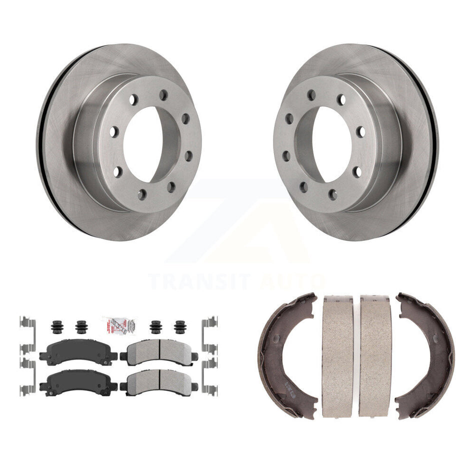 Rear Disc Rotors Semi-Metallic Pads Parking Shoes Kit For Chevrolet GMC Express 3500 2500 K8A-108113