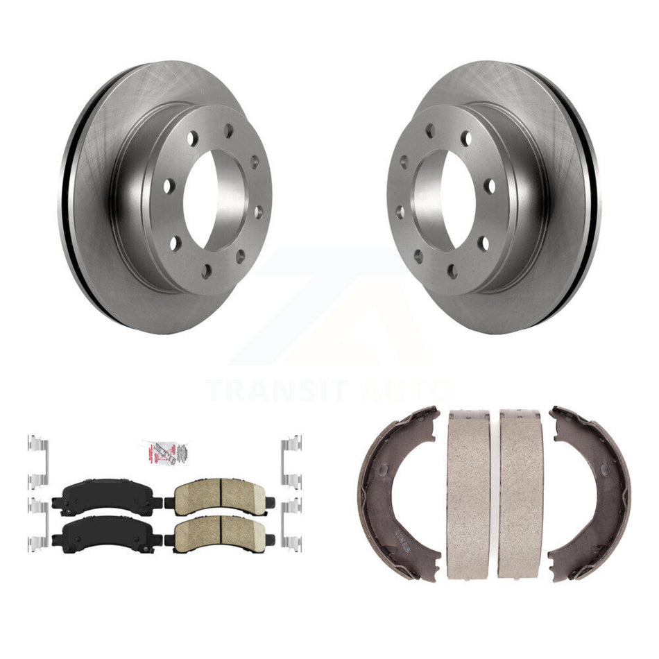 Rear Disc Rotors Ceramic Pads And Parking Shoes Kit For Chevrolet Express 3500 GMC Savana K8A-108114