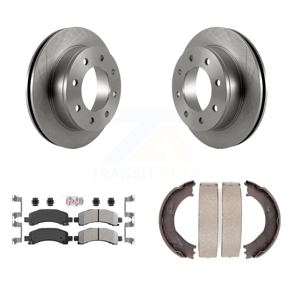 Rear Disc Rotors Semi-Metallic Pads Parking Shoes Kit For Chevrolet Express 3500 GMC 2500 K8A-108115