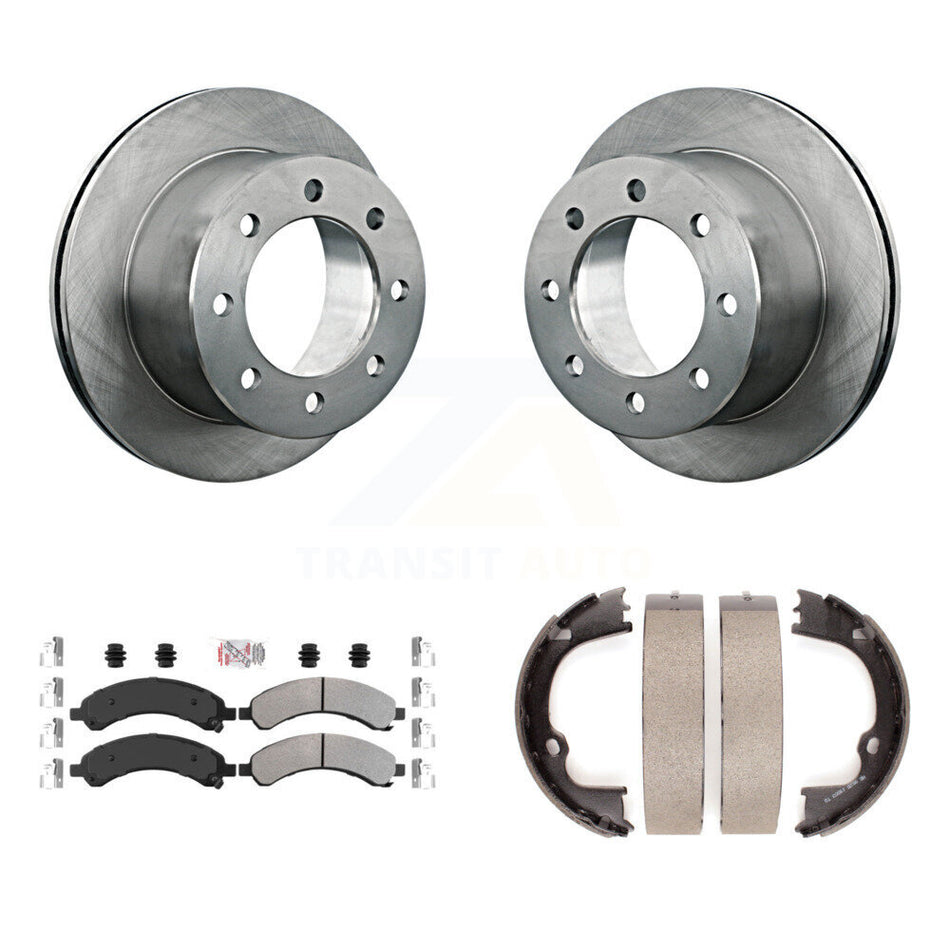 Rear Disc Rotors Semi-Metallic Pads And Parking Brake Shoes Kit For GMC Savana 3500 K8A-108121