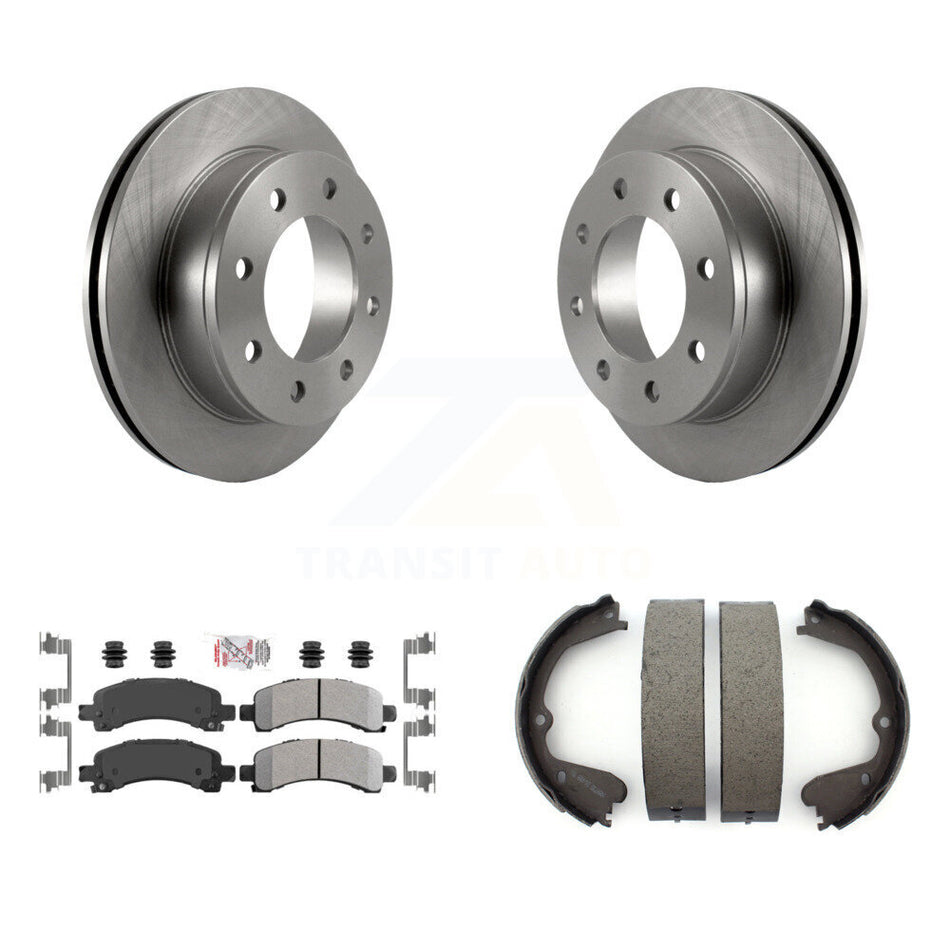 Rear Disc Rotors Semi-Metallic Pads And Parking Shoes Kit For GMC Savana 3500 Cutaway Van K8A-108124