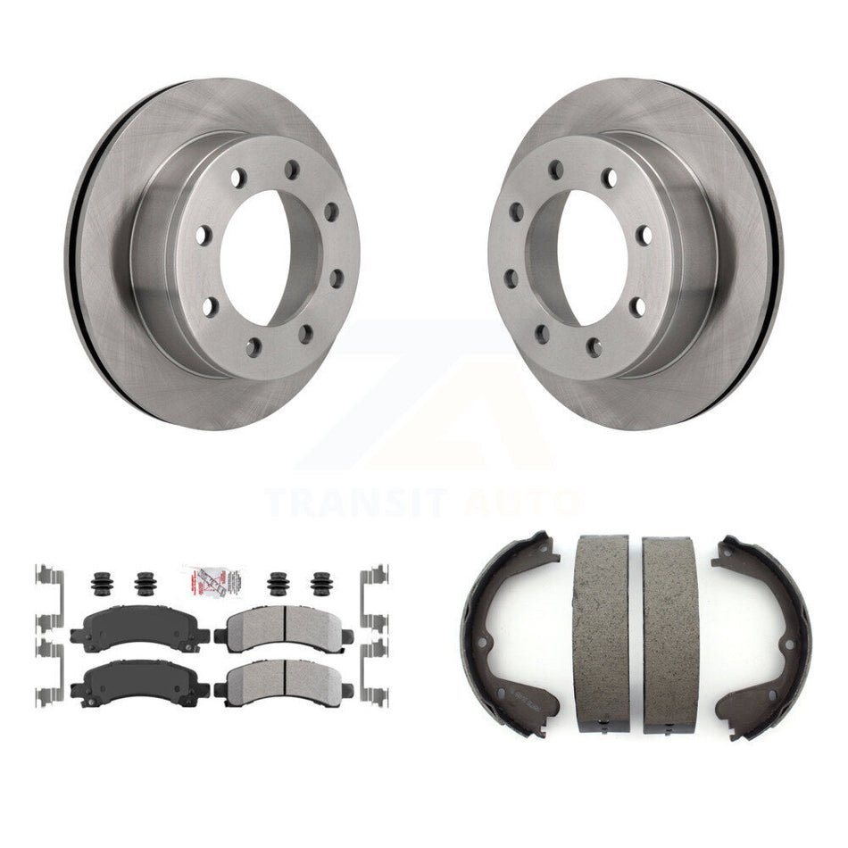 Rear Disc Rotors Semi-Metallic Pads And Parking Shoes Kit For GMC Savana 3500 Cutaway Van K8A-108125