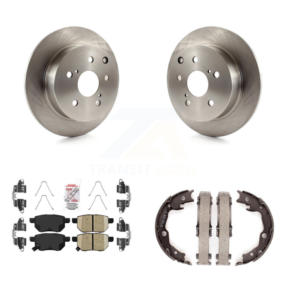 Rear Disc Rotors Ceramic Pads And Parking Brake Shoes Kit For 2010 Toyota Matrix XRS K8A-108142
