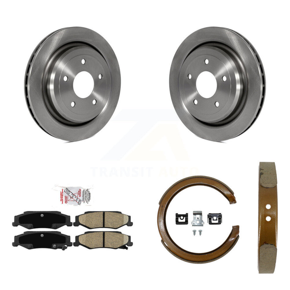 Rear Disc Rotors Ceramic Pads Parking Brake Shoes Kit For Chevrolet Corvette Cadillac XLR K8A-108144