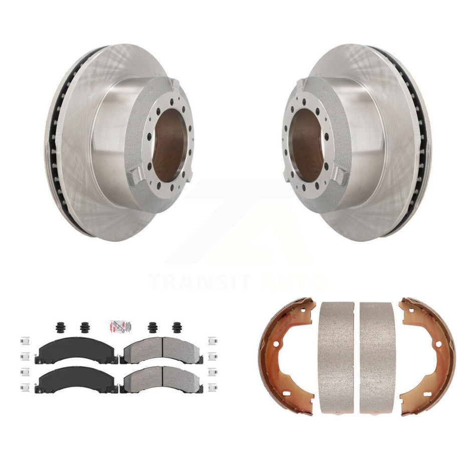 Rear Disc Rotors Semi-Metallic Pads & Parking Shoes Kit For Ram Dodge Sterling Truck 4500 K8A-108146