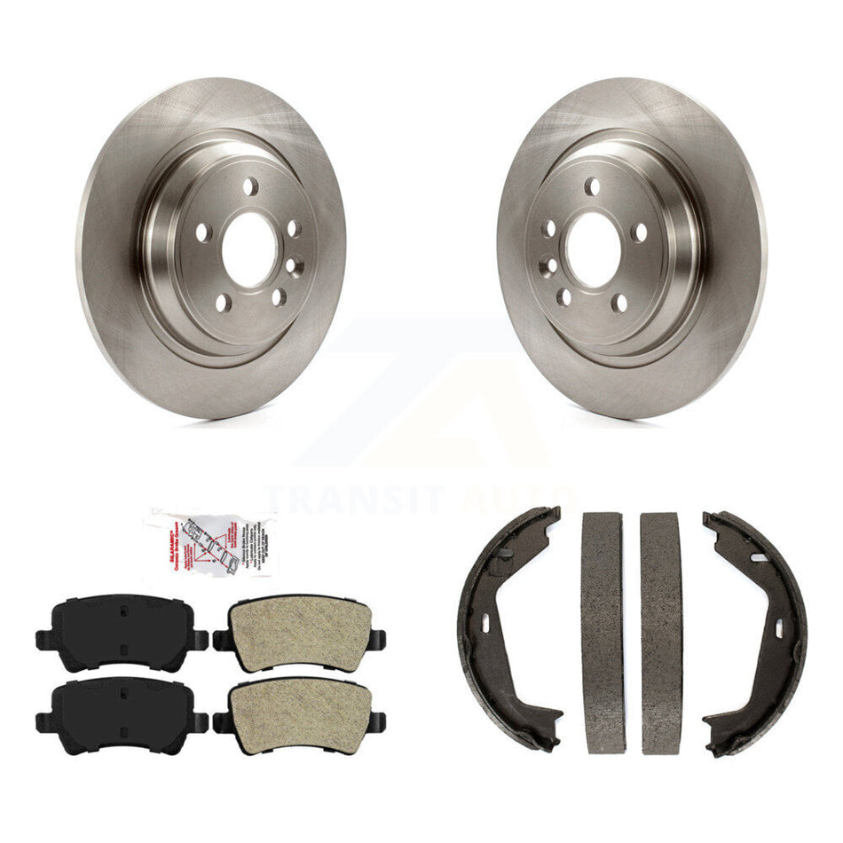 Rear Disc Rotors Semi-Metallic Pads Parking Shoes Kit For Volvo S80 AWD With Solid Rotor K8A-108148