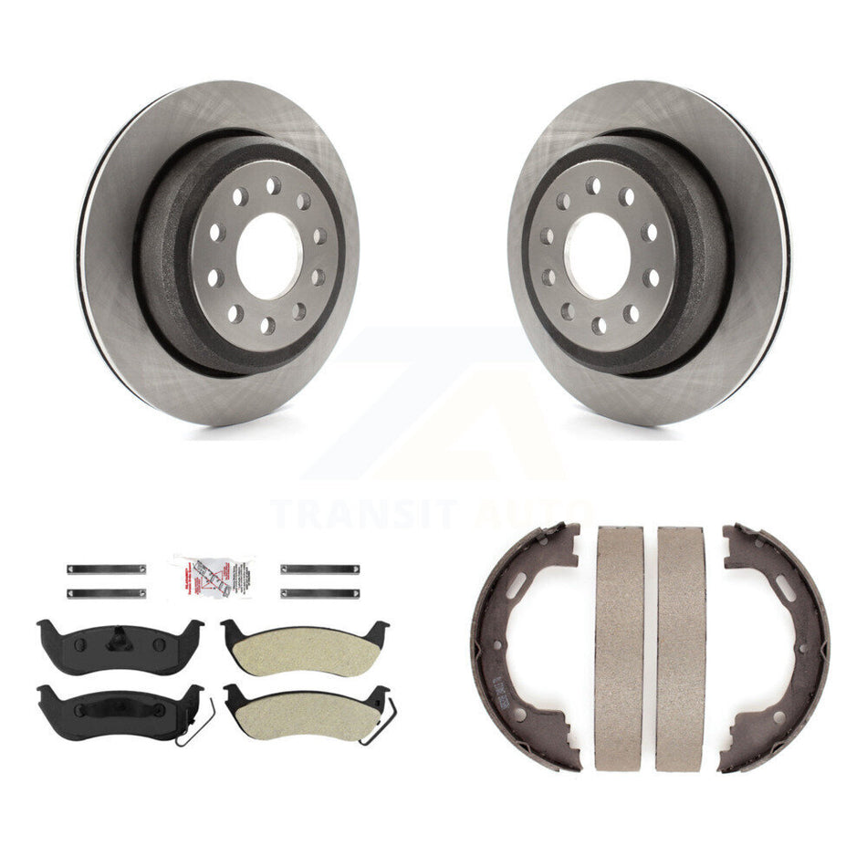 Rear Disc Rotors Semi-Metallic Pads & Parking Shoes Kit For 03-11 Lincoln Town Car Sedan K8A-108151