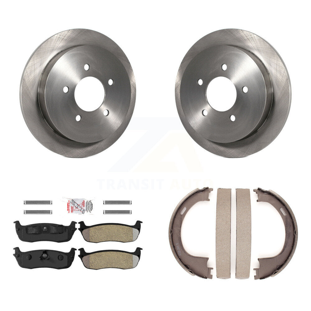 Rear Disc Rotors Semi-Metallic Pads Parking Shoes Kit For Ford F-150 Heritage Expedition K8A-108152