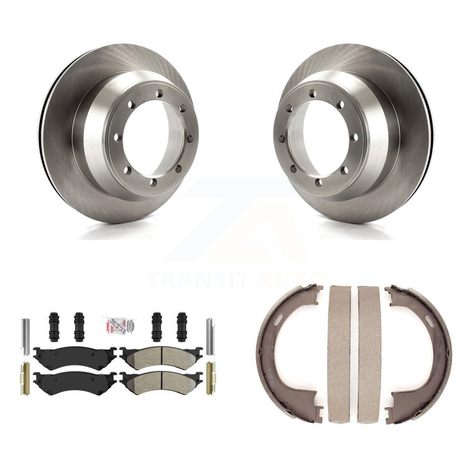 Rear Disc Rotors Semi-Metallic Pads And Parking Brake Shoes Kit For Ford F-150 Heritage K8A-108153