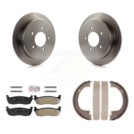 Rear Disc Rotors Semi-Metallic Pads & Parking Shoes Kit For Ford F-150 Expedition Lincoln K8A-108155