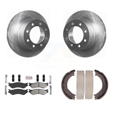 Rear Disc Rotors Semi-Metallic Pads & Parking Shoes Kit For 2003-2005 Dodge Ram 2500 3500 K8A-108160