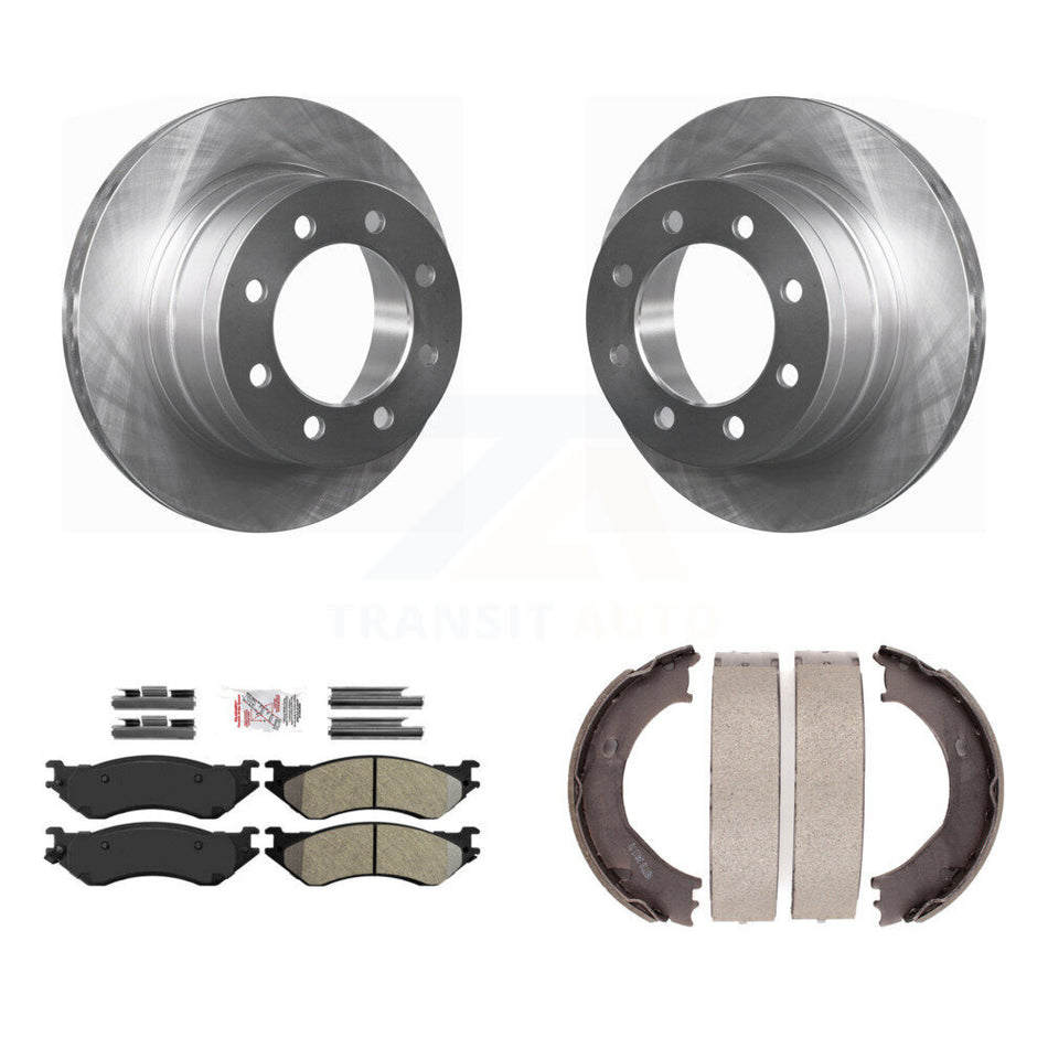 Rear Disc Rotors Semi-Metallic Pads & Parking Shoes Kit For 2003-2005 Dodge Ram 2500 3500 K8A-108161