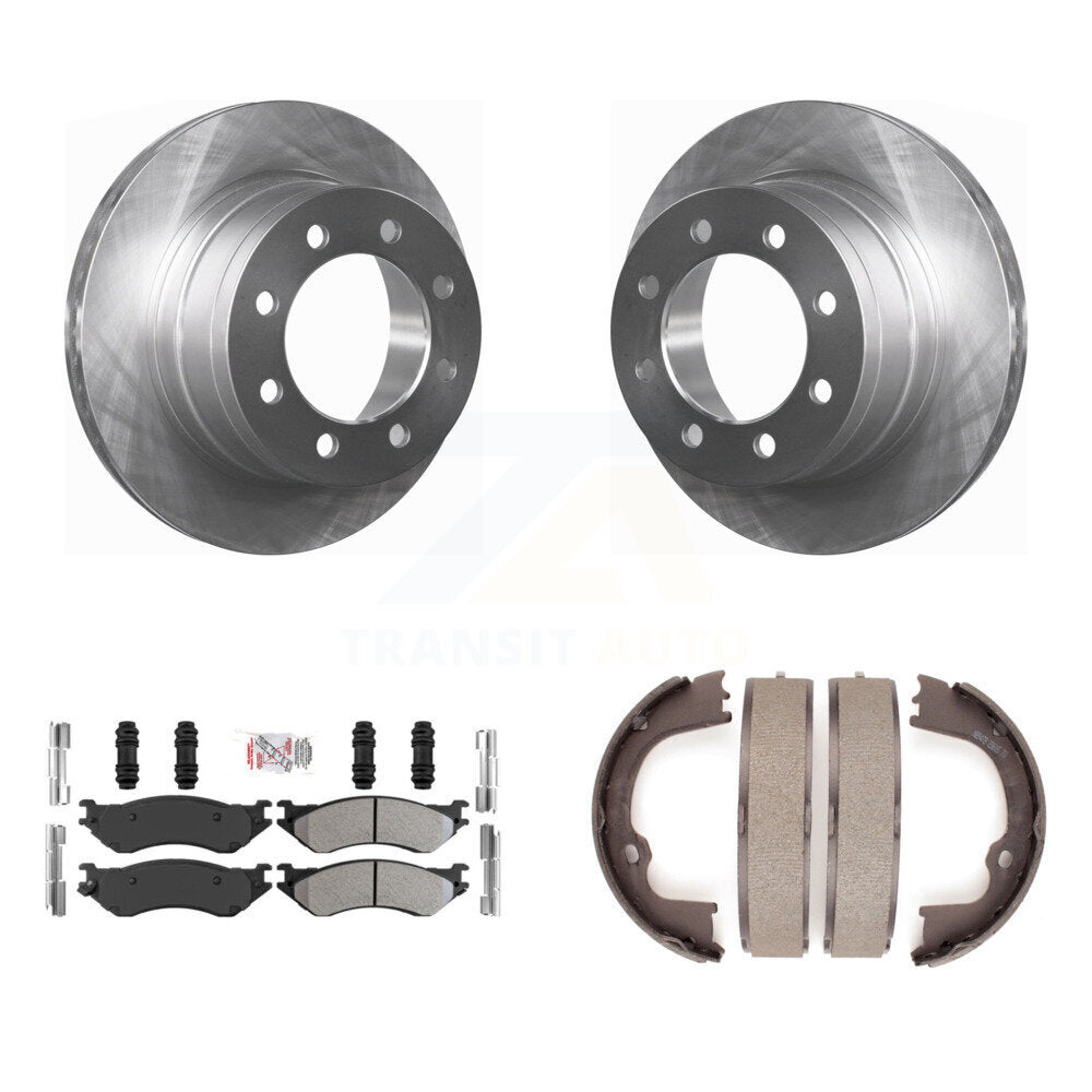 Rear Disc Rotors Semi-Metallic Pads And Parking Brake Shoes Kit For Dodge Ram 1500 K8A-108164