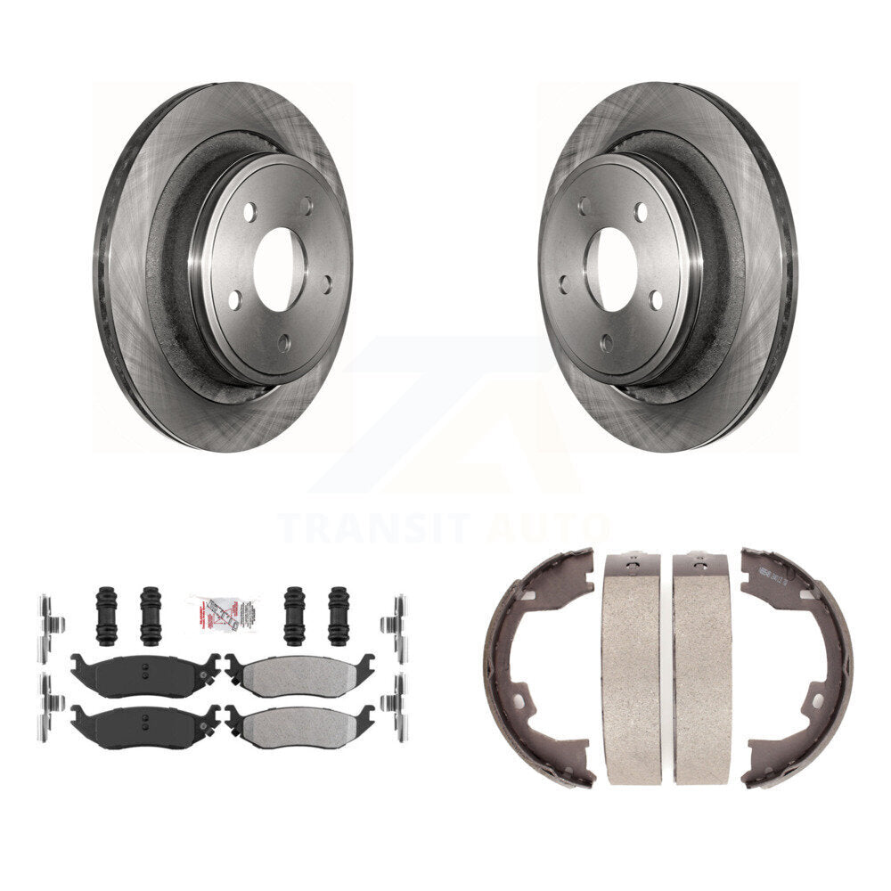 Rear Disc Rotors Semi-Metallic Pads And Parking Brake Shoes Kit For Dodge Ram 1500 K8A-108166
