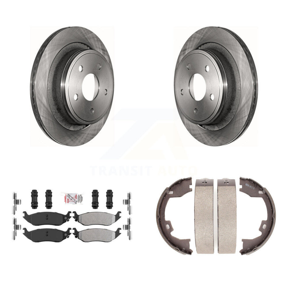 Rear Disc Rotors Semi-Metallic Pads And Parking Brake Shoes Kit For Dodge Ram 1500 K8A-108166