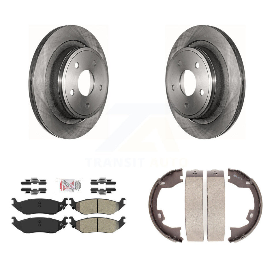 Rear Disc Rotors Semi-Metallic Pads And Parking Brake Shoes Kit For Dodge Ram 1500 K8A-108169