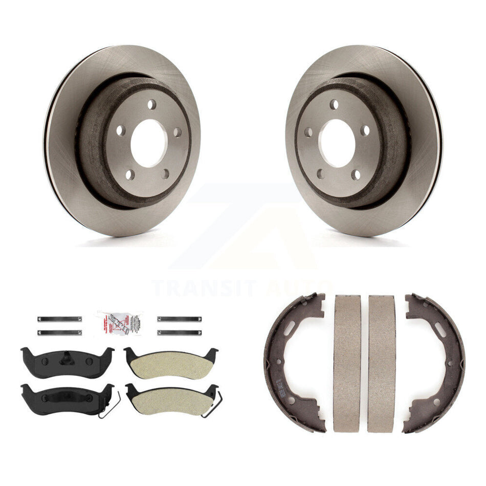 Rear Disc Rotors Semi-Metallic Pads & Parking Brake Shoes Kit For Ford Ranger Mazda B2300 K8A-108174